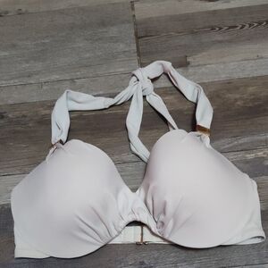 5/$25 SALE Victoria's Secret Size 32D Underwire White Twist Halter Bikini Top
